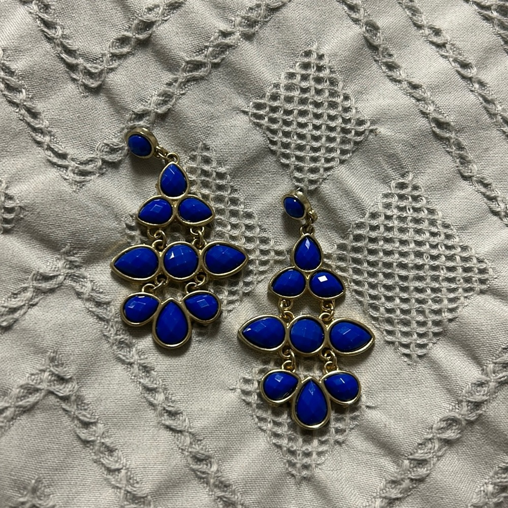 Royal Blue Costume Statement Earrings